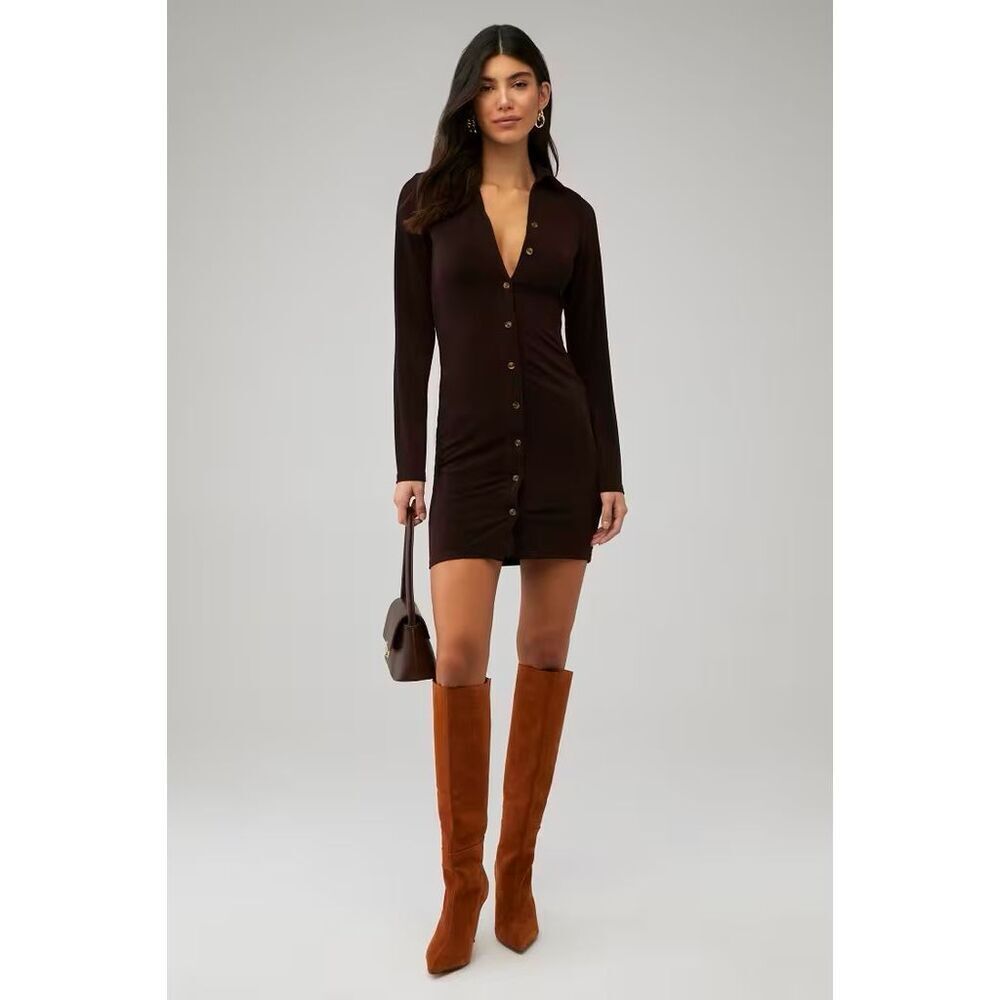 Peppermayo Ring My Bell Mini Dress in Chocolate Brown Size 8